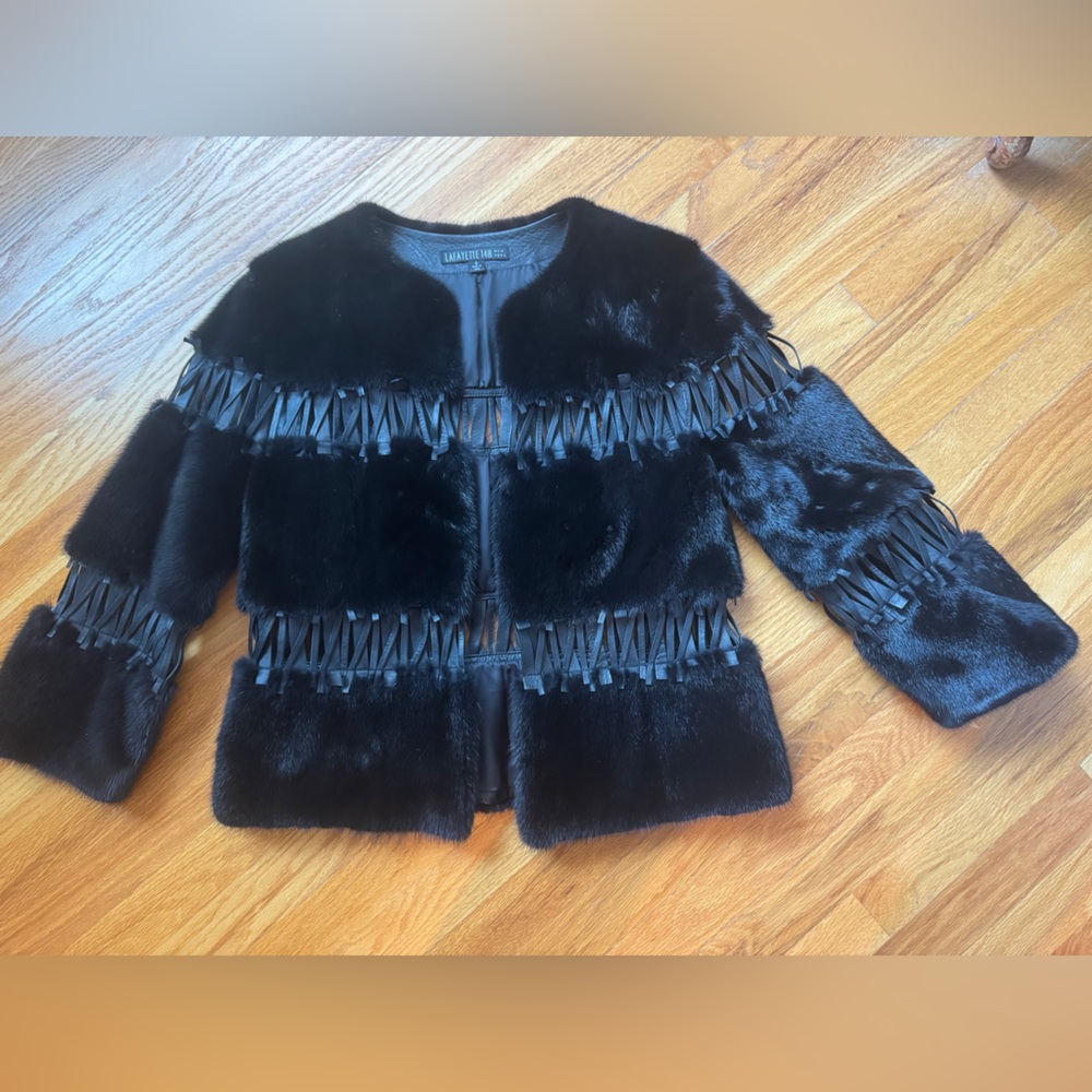 New Without tags Mink and Leather Jacket Size 8